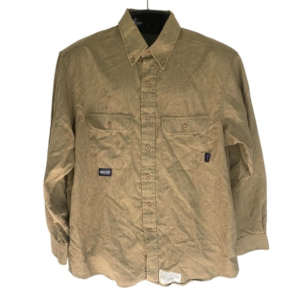 spentex Other - Spentex Flame Resistant Work Shirt FR Button Down Khaki Taupe Long Sleeve L